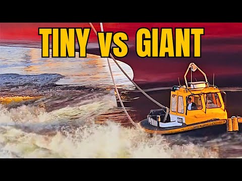 Tiny Boat vs Giant Container Ship: Estelle Maersk Docking