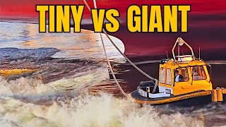 Tiny Boat vs Giant Container Ship: Estelle Maersk Docking