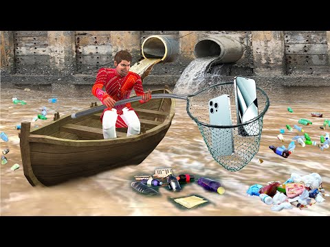 Found iPhone in Floods Searching Valuable Things Drainage Hindi Kahaniya Moral Stories Comedy Video