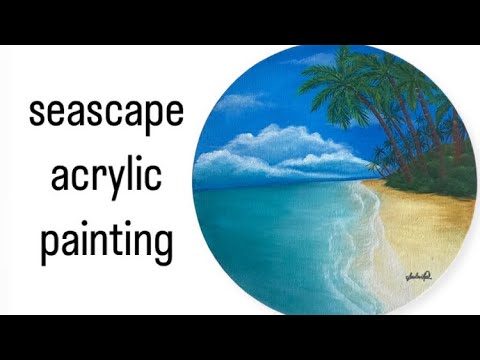 Seascape painting  |acrylic painting |acrylic on canvas|beach painting| painting tutorial