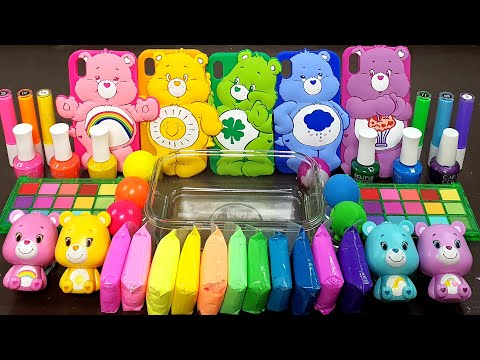 Rainbow CareBear Slime Mixing Random Into Slime! Satisfying Slime Video ASMR