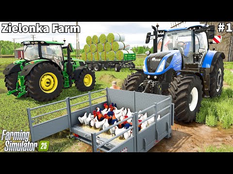 European Farm : Buying & Feeding Animals, Making Round Hay Bales│Zielonka│FS 25│Timelapse#1