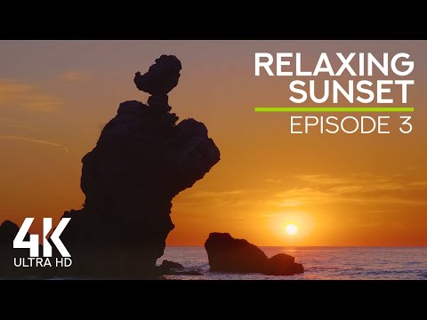 Stunning Colors & Gentle Sounds of Sea Waves for Calm and Peace of Mind | 4K Relaxing Sunset - Ep 3