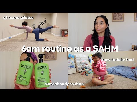 6am morning routine, current favorite curly hair products, new toddler floor bed + more | MOM VLOG