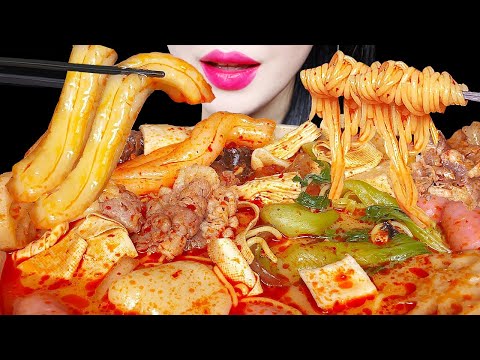 마라탕 먹방 ASMR MUKBANG SPICY HOT POT, ENOKI MUSHROOM 분모자, 중국당면, 버섯 MALATANG EATING SOUNDS