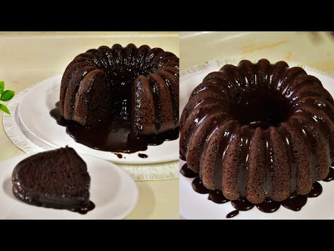 كيكة الشكولاته بالخلاط مع صوص الشكولاته منها وفيها فقط بيضتين  Chocolate cake