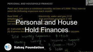 Personal and House Hold Finances