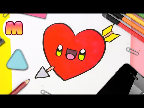 COMO DIBUJAR UN CORAZON KAWAII ❤️ Dibujos faciles kawaii ❤️ Dibujos para  San Valentin con Jape