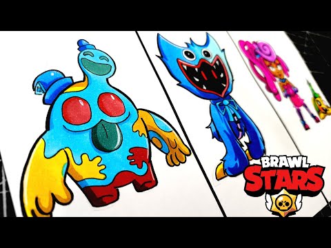 Dibujo POPPY PLAYTIME x BRAWL STARS skins concept DOEY the DOUGHMAN, HUGGY WUGGY⚠️POPPY PLAYTIME 4