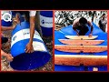 Building a Boat with Plastic Barrels and Wood in the Jungle