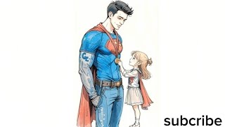 Seni lukisan yang indah,menggambar supermen,anak bermain di pangkuan ayah 