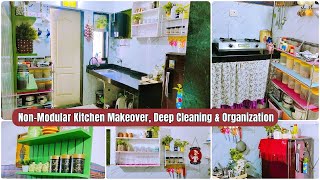 Non-Modular Kitchen Deep Cleaning, Makeover & Organization | Kitchen Decorating Ideas