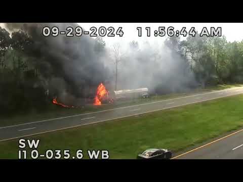 Florida Tanker Truck Accident on I-10: Driver Trapped in