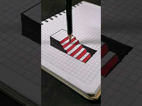🔥 Dibujo 3D 👉 Como Dibujar ESCALERAS en 3D #shortvideo #shorts #short