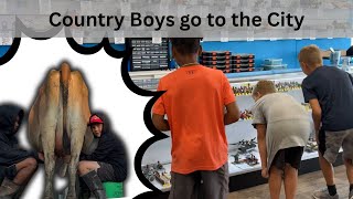 Country Boys Visit the City But First Chores