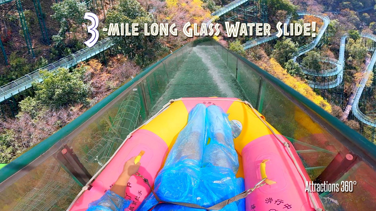 NEW CRAZIEST 3-Mile ALL GLASS Water Slide - Guinness World Record Holder! INSANE Ride!