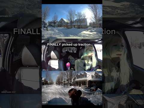 My sister ate sh*t trying to get my car out of the snow 🤣😭 #dashcam #cars #carlover #funny