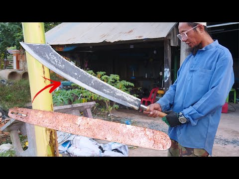 Making A Useful Long Knife From Rusty Chainsaw Blade