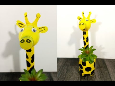 Cómo Hacer una Maceta de Jirafa Fácil y Rápida de botella pet  | DIY Planter