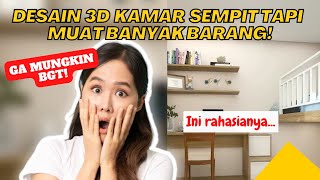 DESAIN 3D KAMAR TIDUR SEMPIT TAPI MUAT BANYAK BARANG! | Ini Rahasianya. #kamartidur #desaininterior