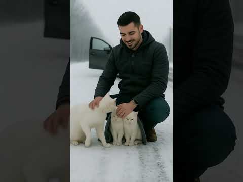 A Kind Man Gave a Shivering Mama Cat and Her Kittens a Warm Home in the Snow