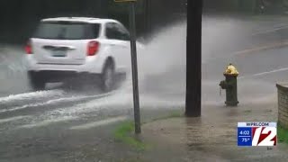 YouTube video thumbnail: Heavy Rainfall Causes Street Flooding in RI