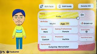 Andy French from Mission Hill in Tomodachi Life: Living the Dream!