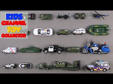 Learn Police & Army Vehicles Names for Kids + More Fun Toy Videos