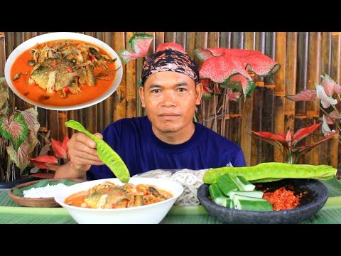 Ikan jalaan jantung pisang santan pedas sambal tlenjeng pete mentimun