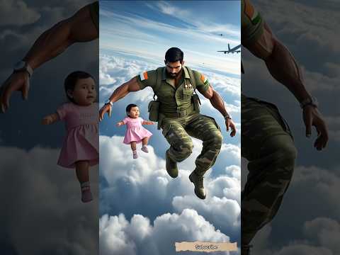 Indian soldier jumps from plane to save a little girl 👧 #ai #army