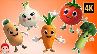 Five Little Vegetables Jumping on the Bed, Learn Vegetables Song for Kids