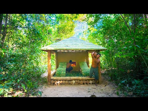 Building a Bamboo Log Cabin with Bushcraft Skills | Primitive