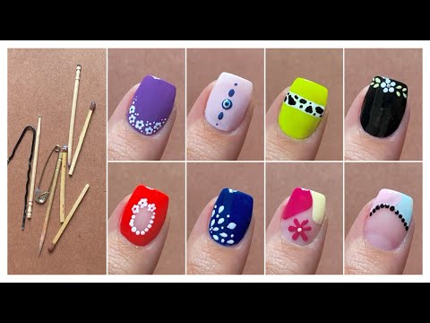 10 Easy nail art designs with household items || Nail art for short nails