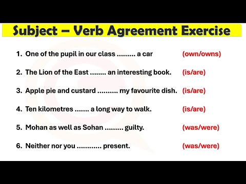 Subject - Verb Agreement Exercise For ALL Exams | Objective English Grammar