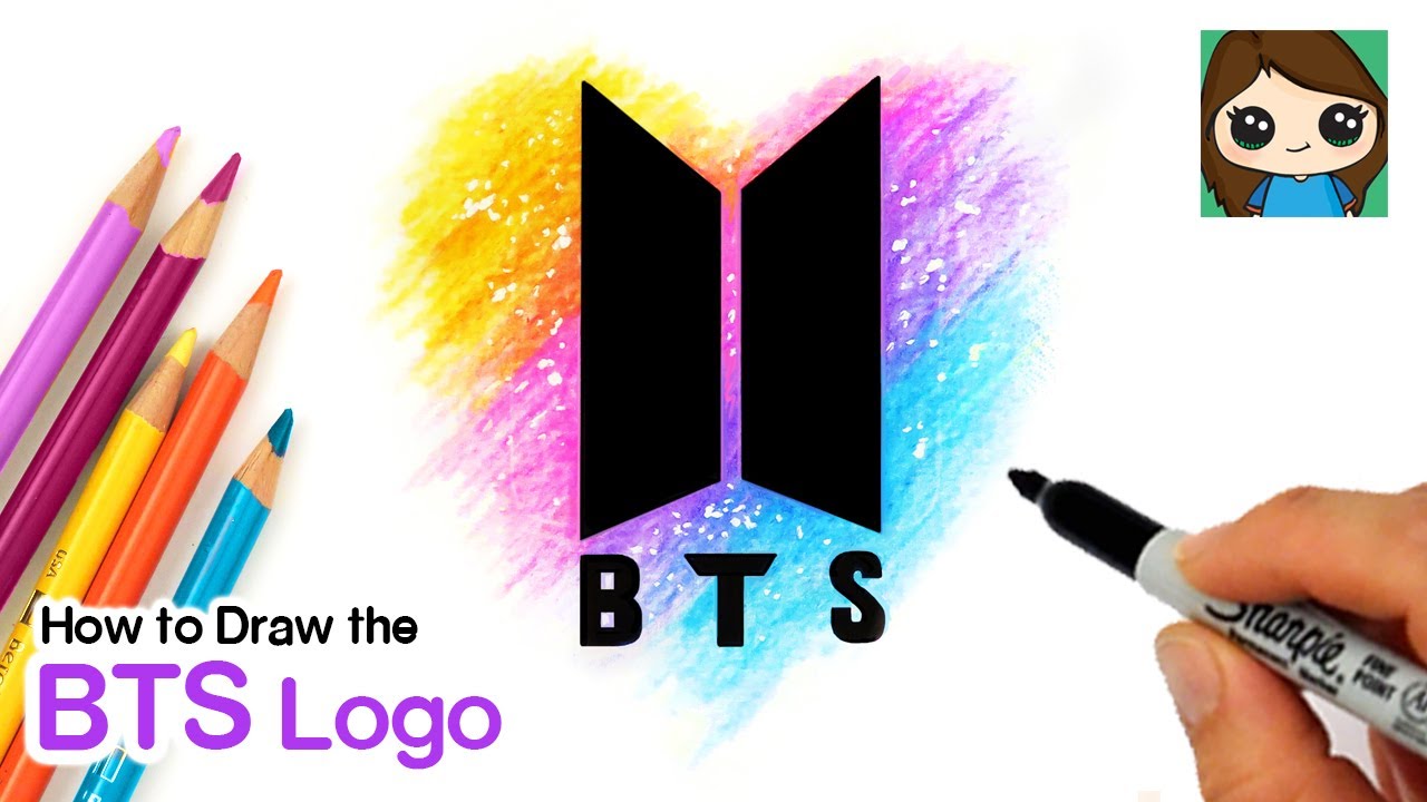 How to Draw the BTS Logo Galaxy Heart Background