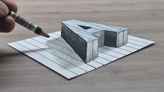 3d drawing easy A letter on paper