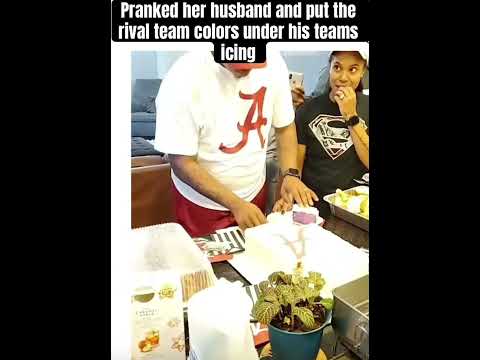 Pranked her husband and put the rival team colors under his teams icing