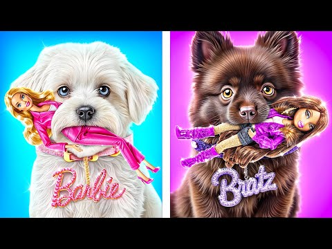 ¡Barbie vs Bratz! ¡Construimos una Habitación Secreta! Casa de Muñecas para Perro en la vida real