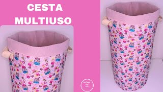 DIY –TUTORIAL DE CESTA PARA JUGUETES / cesta para ropa sucia / coser cesta multiuso