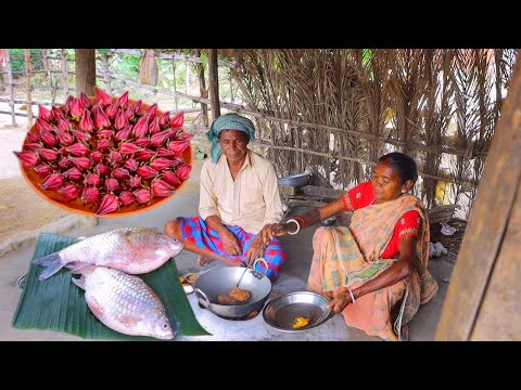 japani puti fish curry and tok fruit recipe cooking & eating by santali tribe couple