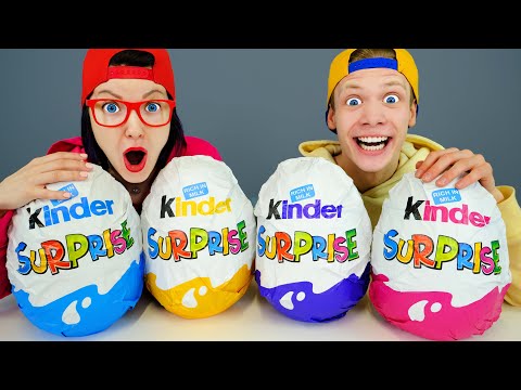 Mukbang Giant Kinder Surprise Egg 큰 색깔 계란 Color food challenge by HAHADO