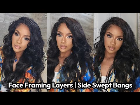 ❤️ Flawless Glueless LooseWave Face-Framing Layers | Side-Swept Bangs Wig Ft UNice Hair