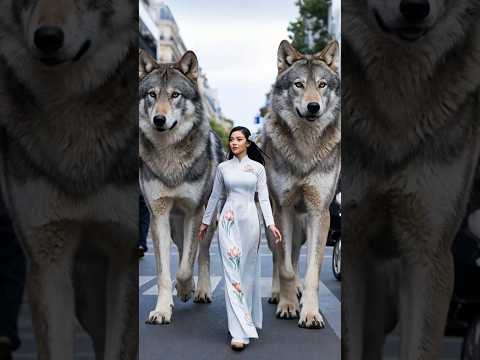 cool lady and wolfs4 #agt #americasgottalent