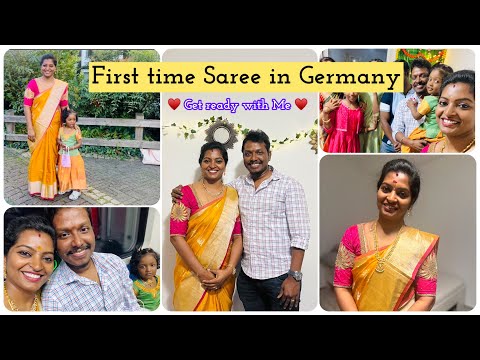 தோழி வீட்டு விசேஷம்♥️Straightened Hair look😉1st time wearing saree in Germany😁Tamil Vlog in Germany