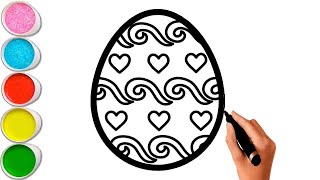 How to draw egg patterns and colors /drawing and coloring beautiful eggs for children