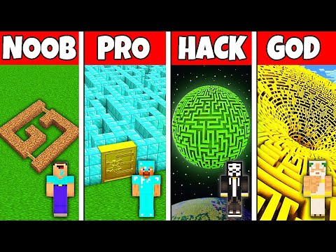 Minecraft Battle: NOOB vs PRO vs HACKER vs GOD! GIANT MAZE BUILD CHALLENGE in Minecraft