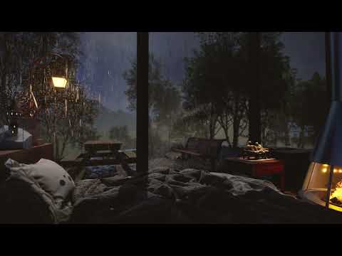 Rain, Fog, And the Warmth of a Cozy Bed | Rain Sounds & Crackling Fireplace | 8 Hours