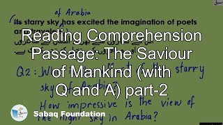 Reading Comprehension Passage: The Saviour of Mankind (with Q and A) part-2