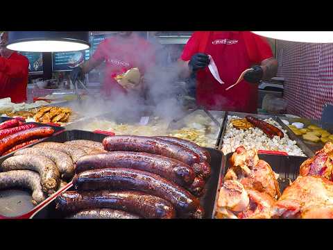 Street Food in Bratislava, Slovakia. Christmas Market at 'Hviezdoslav Square'