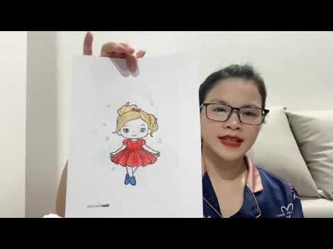 Color the girl wearing the red dress  | Trang Coloring